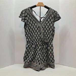 MUDD Womens One Piece Shorts Romper Black White‎ Bohemian Size M